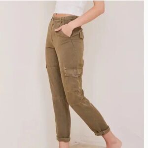 BELLA DAHL Linen Blend Sienna Cargo Pocket Olive Pants Size 28